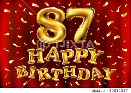 vector happy birthday 87 celebration gold balloons 39852017
