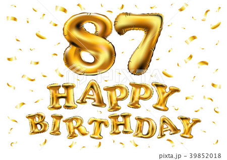 vector happy birthday 87 celebration gold balloons 39852018