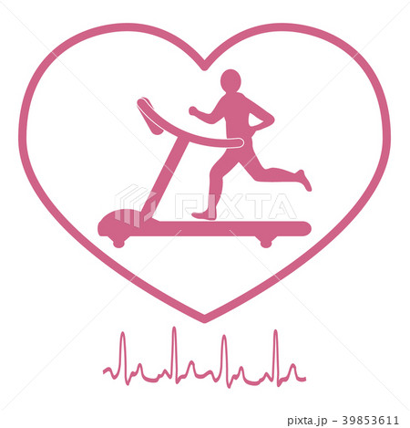 Stylized icon of the man jogging on a treadmill 39853611