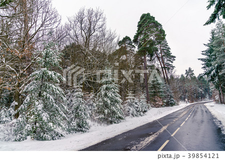 Road in the Vosges mountains in winter. Bas-Rhin 39854121