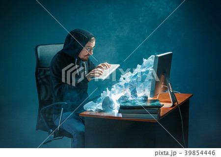 Young stressed handsome businessman working at 39854446