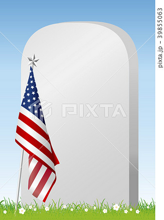 Memorial day design of America flag and gravestone 39855063