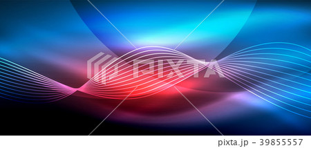 Glowing abstract wave on dark, shiny motion, magic 39855557