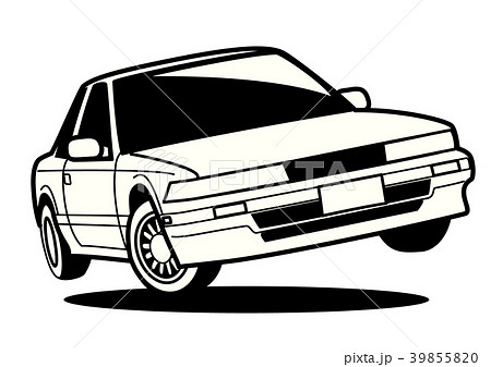 懐かしめ国産クーペ　ぬり絵風　自動車イラスト　ジャンプ 39855820