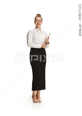 Full length portrait of a smiling female teacher 39857121