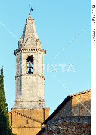 Bell tower of Pienza Cathedral, Tuscany, Italy 39857442