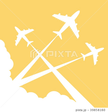 Silhouettes planes in sky. illustration. 39858160