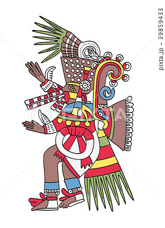Aztec god Tezcatlipoca, the Smoking Mirror - Stock Illustration
