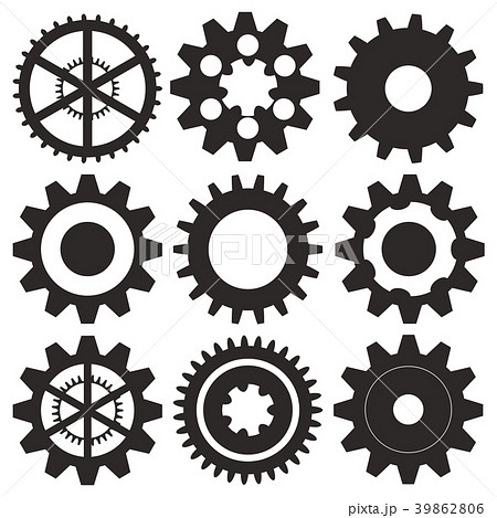 Vector collection of gear wheels Vector collection of gear wheels 39862806