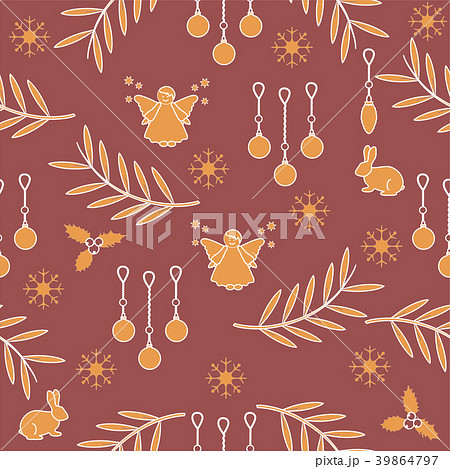 Winter seamless pattern with variety new year and Winter seamless pattern with variety new year and 39864797