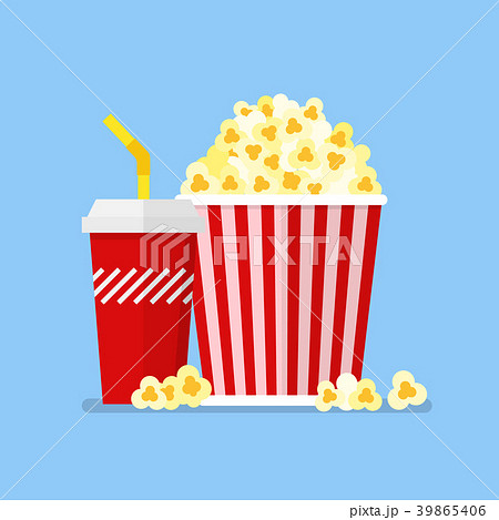 Popcorn Snack And Drink In Flat Styleのイラスト素材 39865406 Pixta