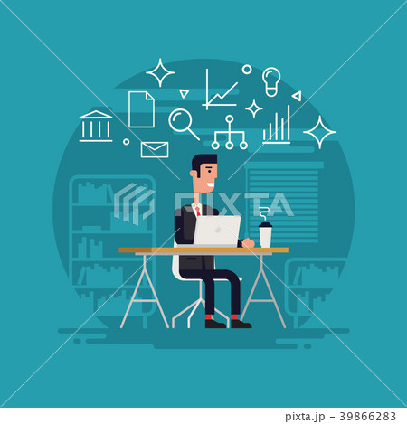 Businessman Working Flat Illustration 39866283