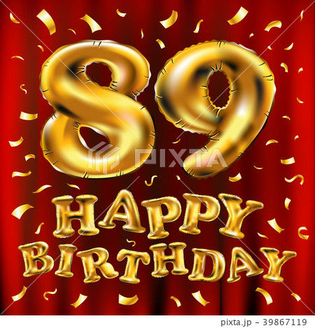 vector happy birthday 89 celebration gold balloons 39867119