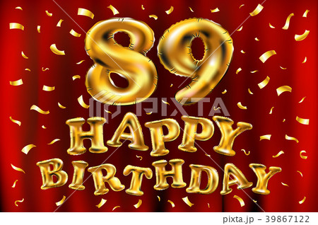vector happy birthday 89 celebration gold balloons 39867122