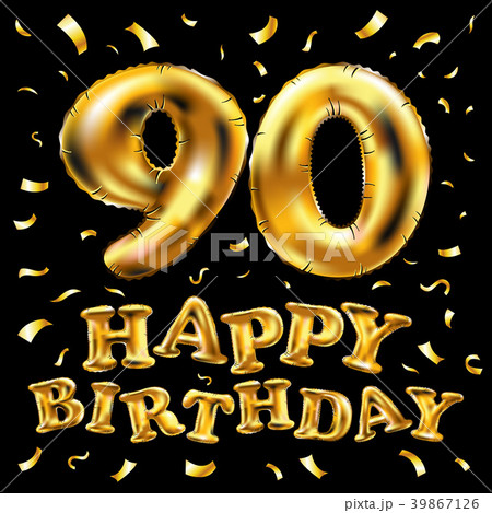 vector happy birthday 90 celebration gold balloons 39867126