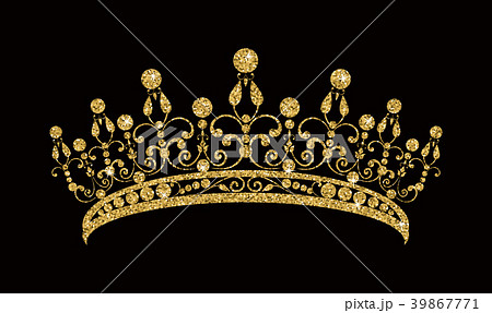 Glittering Diadem. Golden tiara isolated on black 39867771