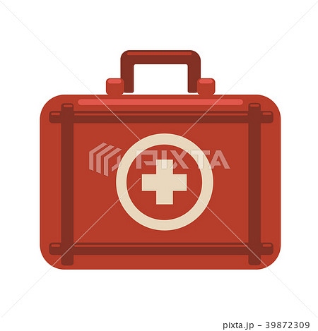 First aid kit. Red medicine chest with white cross First aid kit. Red medicine chest with white cross 39872309