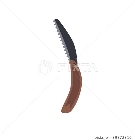 Folding saw. Camping bushcraft set saw. Vector 39872310