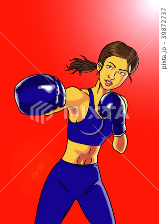 ボクササイズをする若い女性 39872737