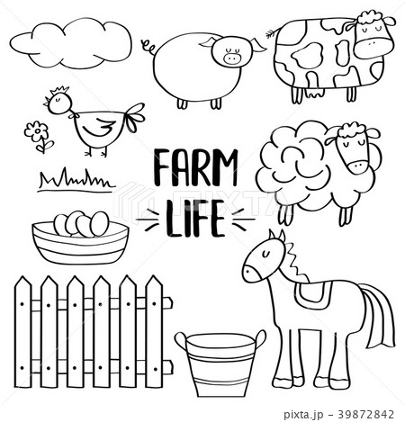 doodle animal farm set for colorig 39872842