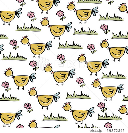 doodle seamless pattern with chicken 39872843