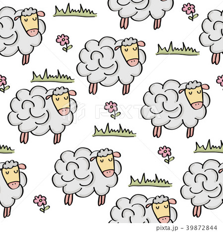 doodle seamless pattern with sheep 39872844