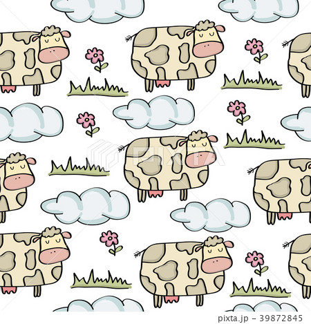 doodle seamless pattern with cows doodle seamless pattern with cows 39872845