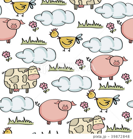 doodle seamless pattern with animal farm doodle seamless pattern with animal farm 39872848