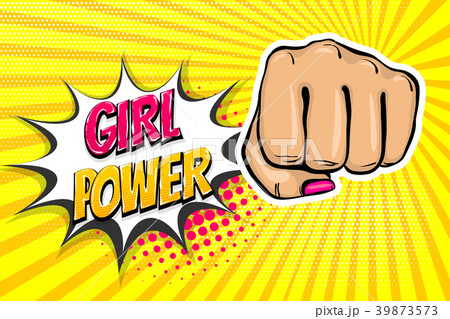 Girl woman power fist pop art style 39873573