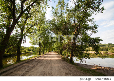 Village road through lakes 39874603