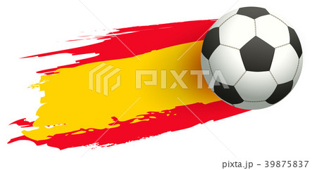 Soccer ball in background of Spanish flag 39875837