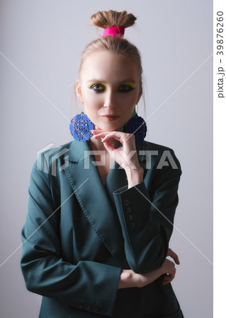 Fashion model wearing casual oversized jacket Fashion model wearing casual oversized jacket 39876260