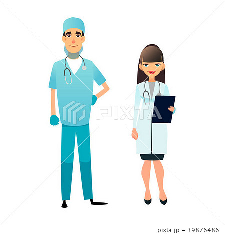 Doctor and nurse team. Cartoon medical staff Doctor and nurse team. Cartoon medical staff 39876486