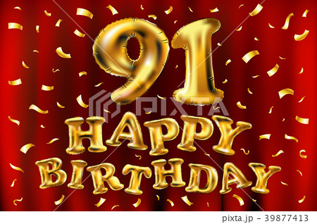 vector happy birthday 91 celebration gold balloons 39877413