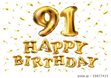 vector happy birthday 91 celebration gold balloons 39877415