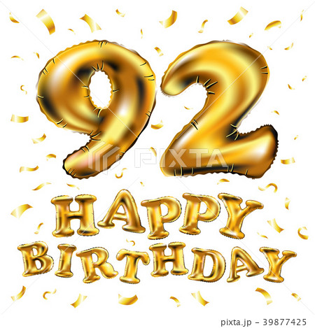vector happy birthday 92 celebration gold balloons 39877425