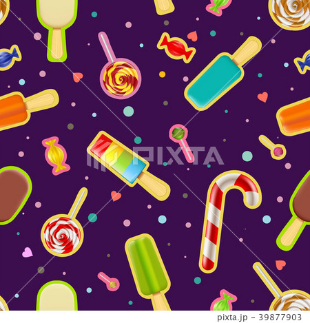 Seamless pattern of sweets and ice cream. Seamless pattern of sweets and ice cream. 39877903