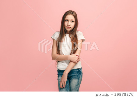 Young serious thoughtful teen girl. Doubt concept. 39878276