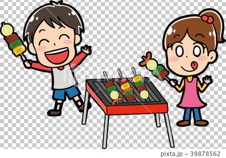 做烤肉的孩子例證材料 39878562