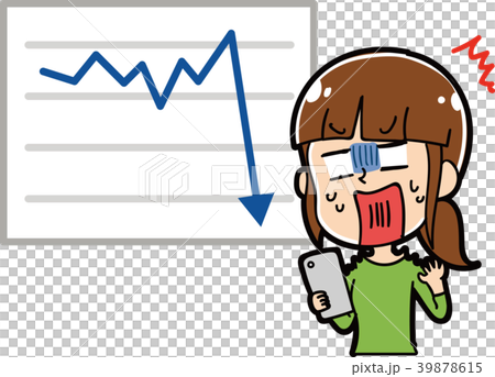 株が下落してショックを受ける女性のイラスト素材のイラスト素材