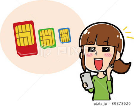 格安SIMと女性のイラスト素材 39878620