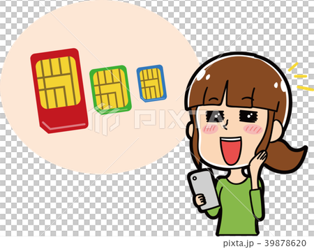 格安SIMと女性のイラスト素材 39878620