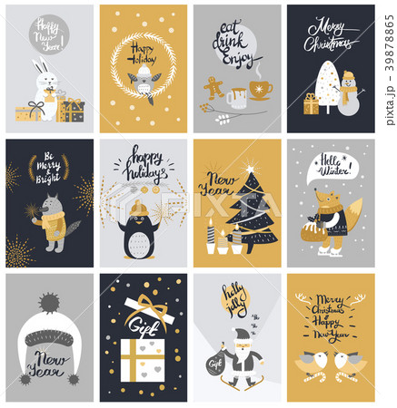 Collection of Twelve Colourful Christmas Pictures 39878865