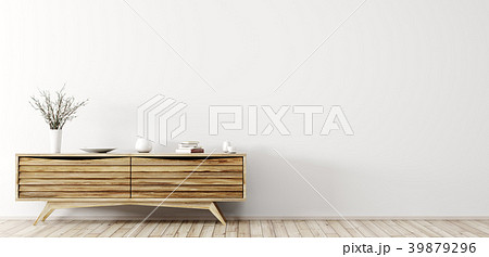 Modern interior with wooden dresser 3d rendering Modern interior with wooden dresser 3d rendering 39879296