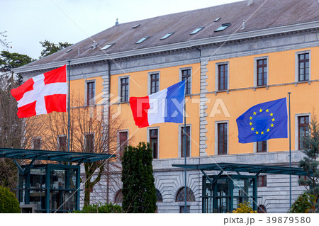 Annecy. Flags on the square. 39879580