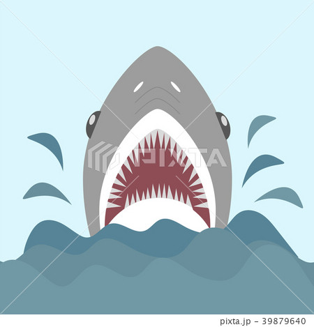 Shark With Open Jaws And Sharp Teeth Vectorのイラスト素材