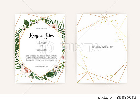 Vector invitation with handmade floral elements. Vector invitation with handmade floral elements. 39880083