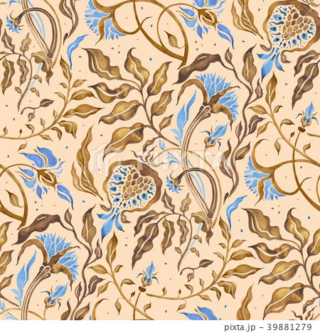 Hand Drawn seamless pattern of Abstract Flowers 39881279