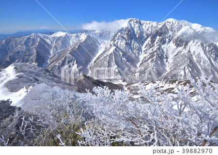 白毛門山頂付近からの樹氷と雪の谷川岳 39882970