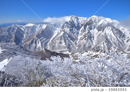 白毛門山頂付近からの樹氷と雪の谷川岳 39883093